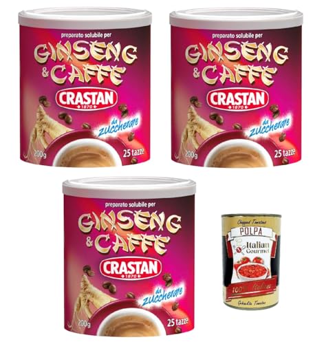 Crastan Ginseng e caffe' solubile, ungesüßt Instant Ginseng & Kaffee Drink 3x (200 gr 25 Tassen) Original aus Italien! + Italian Gourmet polpa 400g von Italian Gourmet E.R.