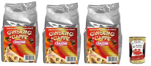 Crastan Ginseng e caffe' solubile, ungesüßt Instant Ginseng & Kaffee Drink 3x 500g, Für automatische Maschinen + Italian Gourmet polpa 400g von Italian Gourmet E.R.