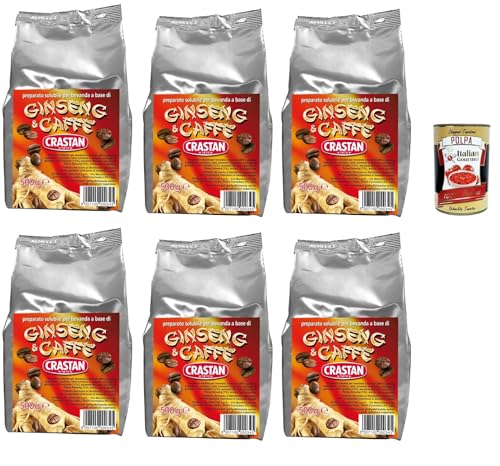 Crastan Ginseng e caffe' solubile, ungesüßt Instant Ginseng & Kaffee Drink 6x 500g, Für automatische Maschinen + Italian Gourmet polpa 400g von Italian Gourmet E.R.