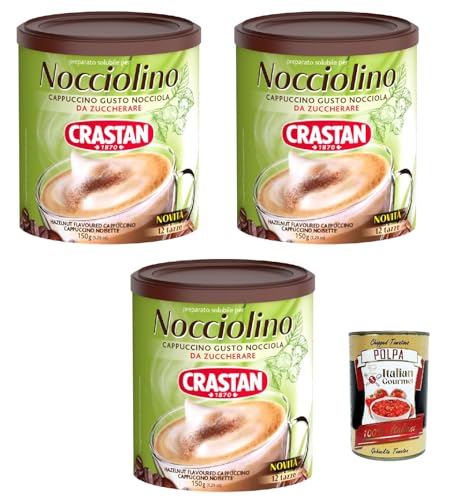 Crastan Nocciolino, Cappuccino Solubile Gusto Nocciola, Cappuccino löslicher Haselnussgeschmack 3x 150g + Italian Gourmet polpa 400g von Italian Gourmet E.R.