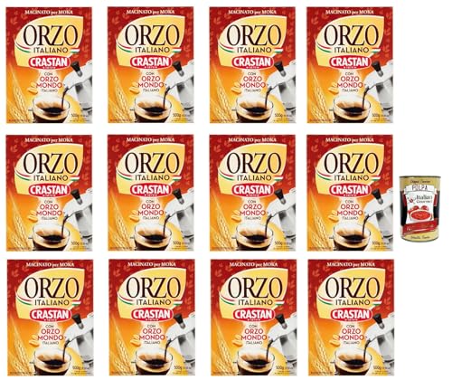 Crastan Orzo moka , Geröstete und gemahlene Gerste für Mokka, Gerste Getreidekaffee Kaffee 12x 500gr + Italian Gourmet polpa 400g von Italian Gourmet E.R.