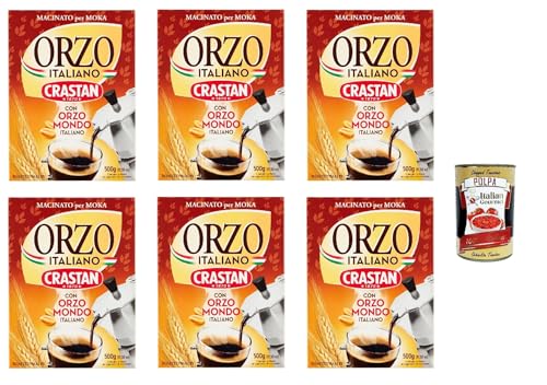 Crastan Orzo moka , Geröstete und gemahlene Gerste für Mokka, Gerste Getreidekaffee Kaffee 6x 500gr + Italian Gourmet polpa 400g von Italian Gourmet E.R.