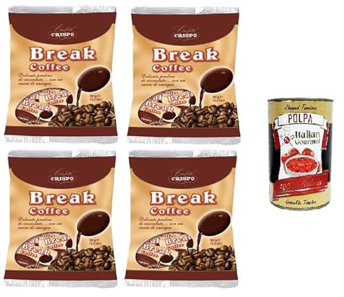 Crispo Break Coffee Break Kaffeebeutel Mit Kaffee gefülltes Schokoladendragee 4x 90g + Italian Gourmet polpa 400g von Italian Gourmet E.R.