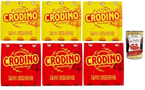 Crodino Testpaket, biondo und arancia rossa, Crodino 18x 175 ml Aperitif bitter, Italienischer nicht -alkoholischer Aperitif bereit zu trinken + Italian Gourmet polpa 400g von Italian Gourmet E.R.