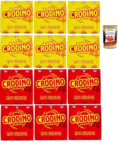 Crodino Testpaket, biondo und arancia rossa, Crodino 36x 175 ml Aperitif bitter, Italienischer nicht -alkoholischer Aperitif bereit zu trinken + Italian Gourmet polpa 400g von Italian Gourmet E.R.