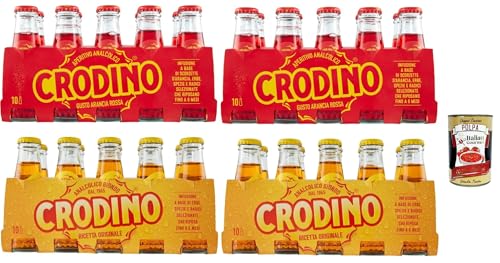 Crodino Testpaket, biondo und arancia rossa, Crodino 40x 100 ml Aperitif bitter, Italienischer nicht -alkoholischer Aperitif bereit zu trinken + Italian Gourmet polpa 400g von Italian Gourmet E.R.