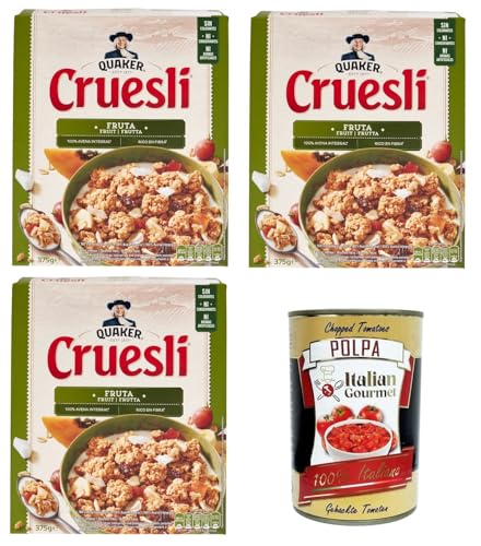 Cruesli Frutta Knusprige Getreideflocken mit Fruchtmischung 3x375gr + Italian Gourmet polpa 400g von Italian Gourmet E.R.