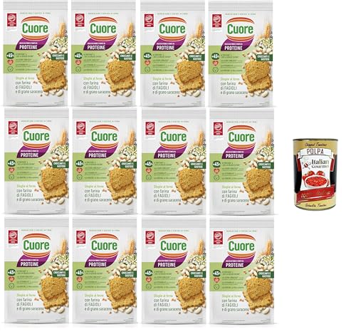 Cuore - Sfoglie Croccanti Fagioli Knusprige Bohnentaschen, gebacken, mit Bohnen- und Buchweizenmehl und Inulin 12x 170 g + Italian Gourmet polpa 400g von Italian Gourmet E.R.