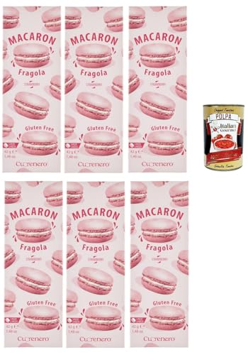 Cuorenero Macaron Fragola, gluten frei, gluten free, Kosher, Macaron Erdbeercreme 6x 42g + Italian Gourmet polpa 400g von Italian Gourmet E.R.