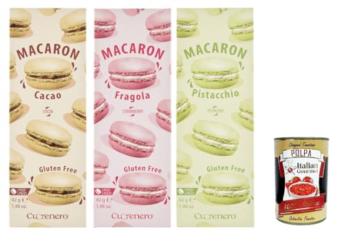 Cuorenero Macaron Testpaket , gluten frei, gluten free, Kosher, Macaron Schokoalde 3x 42g + Italian Gourmet polpa 400g von Italian Gourmet E.R.