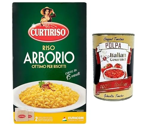Curtiriso Riso Arborio,100% Italienischer Reis,ideal für alle Risottos,15 Minuten,Packung mit 1Kg + Italian Gourmet Polpa di Pomodoro 400g Dose von Italian Gourmet E.R.