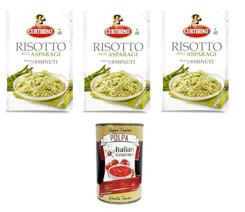 Curtiriso Risotto agli Asparagi Spargelrisotto ist in 8 Minuten fertig 3x 175gr + Italian gourmet polpa 400g von Italian Gourmet E.R.