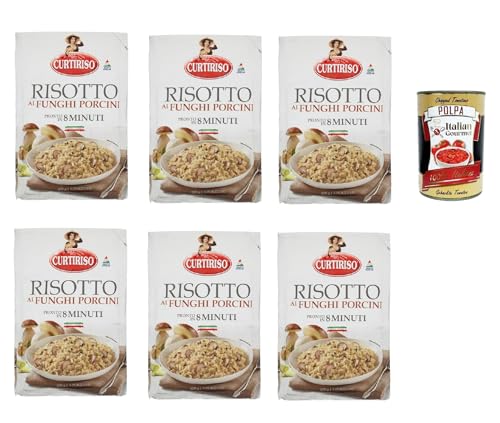Curtiriso Risotto funghi porcini, Risotto mit Porcini -Pilze, fertiggerichte mit natürlichen Zutaten, 100% italienischer Reis, 6x 175g + Italian gourmet polpa 400g von Italian Gourmet E.R.