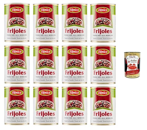 D'Amico Frijoles Fagioli Neri alla Messicana Schwarze Bohnen nach mexikanischer Art 12x400gr + Italian Gourmet polpa 400g von Italian Gourmet E.R.