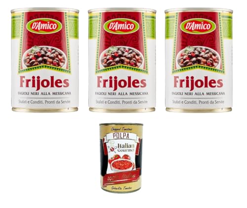 D'Amico Frijoles Fagioli Neri alla Messicana Schwarze Bohnen nach mexikanischer Art 3x400gr + Italian Gourmet polpa 400g von Italian Gourmet E.R.