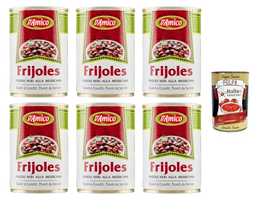 D'Amico Frijoles Fagioli Neri alla Messicana Schwarze Bohnen nach mexikanischer Art 6x400gr + Italian Gourmet polpa 400g von Italian Gourmet E.R.