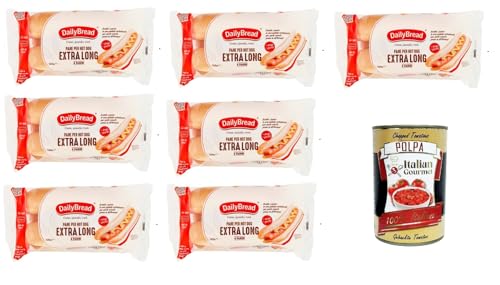 DailyBread Brot für Hot Dogs Extra lange Sandwiches 7x 320g+ Italian Gourmet polpa 400g von Italian Gourmet E.R.