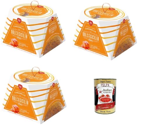 Dais Dolcesicilia Panettone Caramello, Kuchen mit Karamell-Geschmack, 3x800 g+ Italian Gourmet polpa 400g von Italian Gourmet E.R.