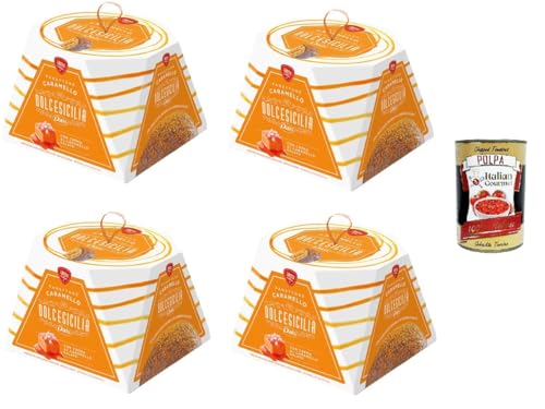 Dais Dolcesicilia Panettone Caramello, Kuchen mit Karamell-Geschmack, 4x800 g+ Italian Gourmet polpa 400g von Italian Gourmet E.R.