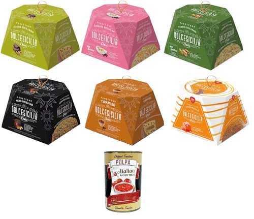 Dais Dolcesicilia Tespaket Panettone, Cassata Siciliana, Verde Siciliano, Tiramisù, Cuore Siciliano, Nero Siciliano,Caramello salato 4x800gr 2x750gr + Italian Gourmet polpa 400g von Italian Gourmet E.R.