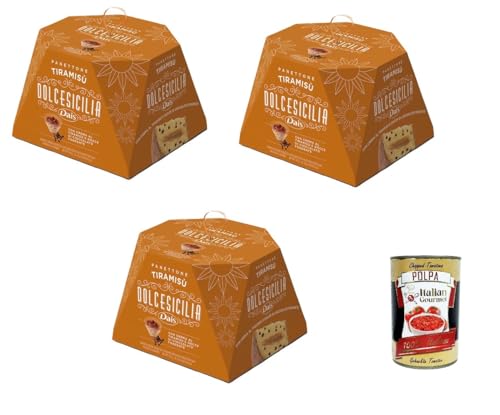 Dais Panettone „Tiramisù“ Mit Tiramisu-Creme und dunklen Schokoladenstückchen 3x750g+ Italian Gourmet polpa 400g von Italian Gourmet E.R.