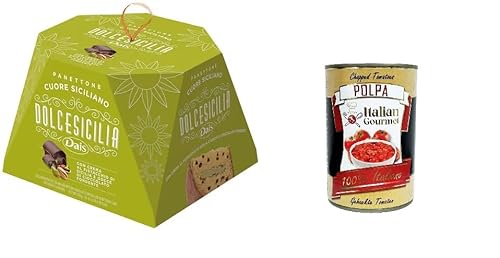 Dais Panettone Dolcesicilia Cuore Siciliano Mit sizilianischer Pistaziencreme und dunklen Schokoladenstückchen 750gr + Italian Gourmet polpa 400g von Italian Gourmet E.R.