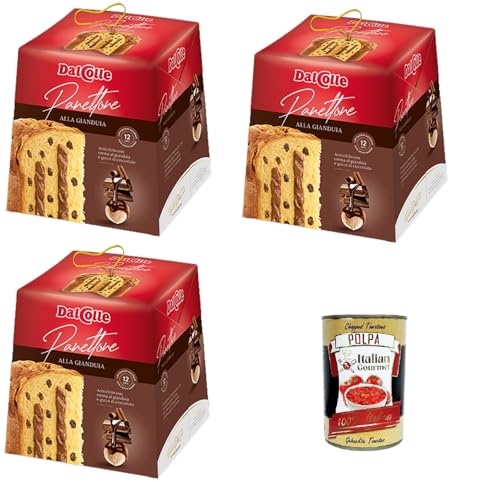 Dal Colle Panettone Con Crema alla Gianduia e Gocce di Cioccolato Mit Gianduia-Creme und Schokoladenstückchen 3x750gr + Italian Gourmet polpa 400g von Italian Gourmet E.R.