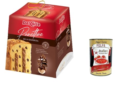 Dal Colle Panettone Con Crema alla Gianduia e Gocce di Cioccolato Mit Gianduia-Creme und Schokoladenstückchen 750gr + Italian Gourmet polpa 400g von Italian Gourmet E.R.