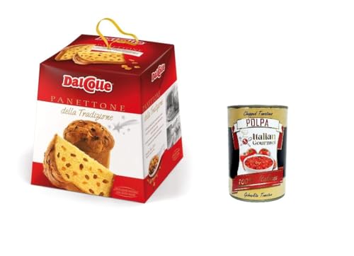 Dal Colle Panettone della Tradizione Traditioneller Panettone mit Rosinen und kandierten Früchten. 750gr + Italian Gourmet polpa 400g von Italian Gourmet E.R.