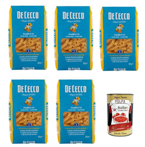 De Cecco Fusilli N°34, 100% Italienisch Pasta Nudeln 5x 500g + Italian Gourmet Polpa 400g von Italian Gourmet E.R.