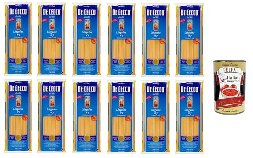 De Cecco Linguine Pasta di Semola di grano duro Food Service Linguine Hartweizengrieß Pasta Food Service 12x1kg + Italian gourmet polpa 400g von Italian Gourmet E.R.