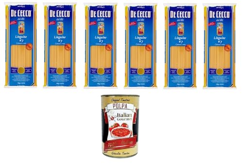 De Cecco Linguine Pasta di Semola di grano duro Food Service Linguine Hartweizengrieß Pasta Food Service 6x1kg + Italian gourmet polpa 400g von Italian Gourmet E.R.