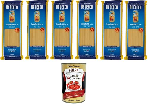 De Cecco Spaghetti Pasta di Semola di grano duro Food Service Spaghetti Hartweizengrieß Pasta Food Service 6x1kg + Italian gourmet polpa 400g von Italian Gourmet E.R.