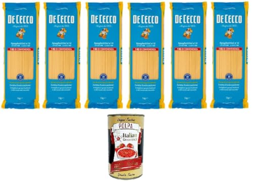 De Cecco Spaghettini Pasta di Semola di grano duro Food Service Spaghettini Hartweizengrieß Pasta Food Service 6x1kg + Italian gourmet polpa 400g von Italian Gourmet E.R.