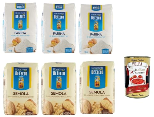 De Cecco Testpaket, Hartweizengrieß und Weizenmehl 6x 1kg + Italian Gourmet polpa 400g von Italian Gourmet E.R.