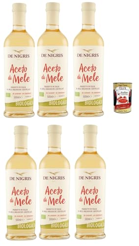 De Nigris Aceto di Mele, essig Apfelessig, Keine Farbstoffe – keine Konservierungsstoffe, Säuregehalt 5 %, 6x 500 ml + Italian Gourmet polpa 400g von Italian Gourmet E.R.