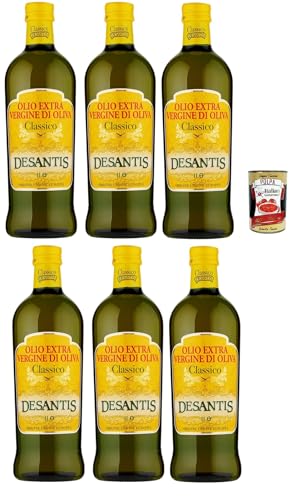 De Santis Olio extravergine di oliva Classico, Extra Natives nativ Olive Olivenöl 1L olio di oliva, 6x 1Lt + Italian Gourmet polpa 400g von Italian Gourmet E.R.