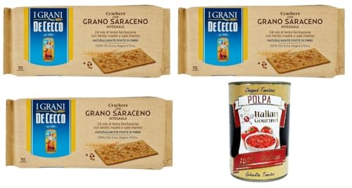 De cecco Crakers con Grano Saraceno integrale Cracker mit Vollkorn-Buchweizen 3x250gr + Italian Gourmet polpa 400g von Italian Gourmet E.R.