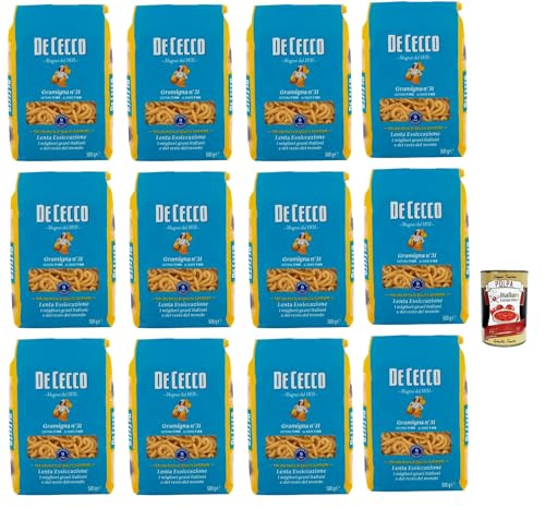 De cecco Gramigna N°31 100% Italienisch Pasta Nudeln 12x 500gr + Italian Gourmet Polpa 400g von Italian Gourmet E.R.