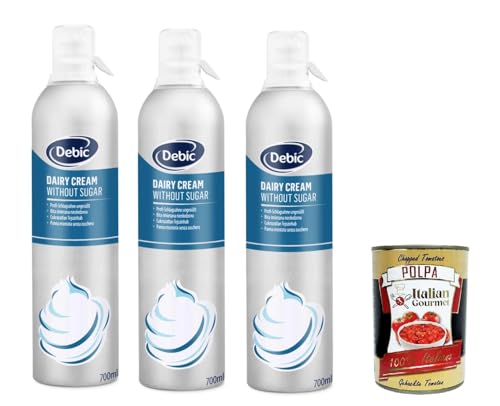 Debic Panna Spray Non Zuccherata Ungesüßte Sprühcreme 3x700 ml + Italian Gourmet Polpa di Pomodoro 400g von Italian Gourmet E.R.