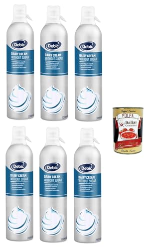 Debic Panna Spray Non Zuccherata Ungesüßte Sprühcreme 6x700 ml + Italian Gourmet Polpa di Pomodoro 400g von Italian Gourmet E.R.