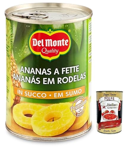 Del Monte Ananas a Fette in Succo,Geschnittene Ananas in Saft,Obst in Saft,565g Dose + Italian Gourmet Polpa di Pomodoro 400g Dose von Italian Gourmet E.R.