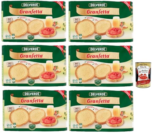 Delverde Granfetta Fette Biscottate 40 fette Zwieback duftend und leicht Kekse 6x 600g + Italian Gourmet polpa 400g von Italian Gourmet E.R.