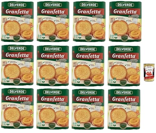 Delverde Granfetta Fette Biscottate Integrali mit Vollkornmehl 40 fette Vollkorn Zwieback Kekse 12x 300g + Italian Gourmet polpa 400g von Italian Gourmet E.R.