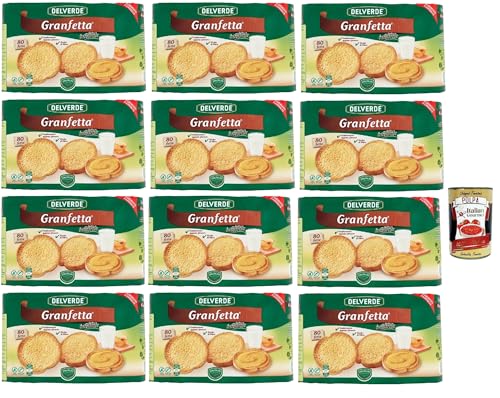 Delverde Granfetta Fette Biscottate Integrali mit Vollkornmehl 80 fette Vollkorn Zwieback Kekse 12x 600g + Italian Gourmet polpa 400g von Italian Gourmet E.R.