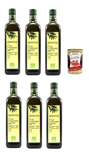 Desantis Olio Evo 100% Italiano, 100 % italienisches Natives Olivenöl extra, 6x 75cl, + Italian Gourmet polpa 400g von Italian Gourmet E.R.