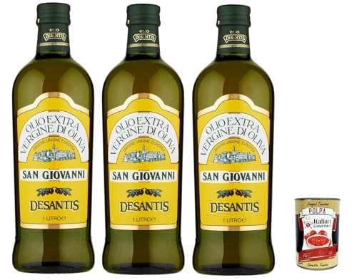 Desantis Olio Extra Vergine di Oliva San Giovanni, extra nativ Öl, Olivenöl 3x1 Lt + Italian Gourmet Polpa 400g von Italian Gourmet E.R.