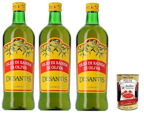 Desantis Olio di Sansa di Oliva, Pomace Olivenöl ideal zum Kochen, 3x 1lt + Italian Gourmet polpa 400g von Italian Gourmet E.R.