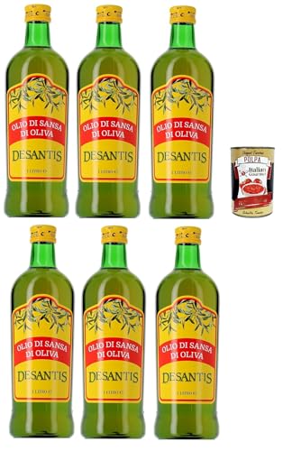 Desantis Olio di Sansa di Oliva, Pomace Olivenöl ideal zum Kochen, 6x 1lt + Italian Gourmet polpa 400g von Italian Gourmet E.R.