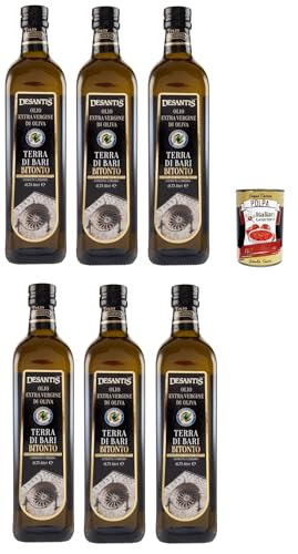 Desantis olio extra vergine di oliva DOP, Natives Olivenöl extra, terra di bari bitonto DOP, 6x 0,75 l + Italian Gourmet polpa 400g von Italian Gourmet E.R.